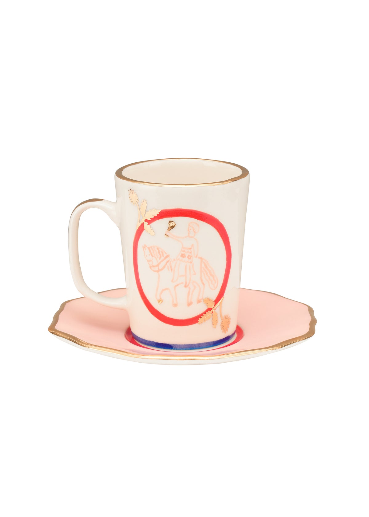 Horseman tea cup and saucer - Pink